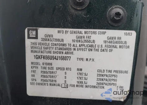 2004 GMC Yukon Xl 1500 Denali from USA, damaged, VIN 1GKFK66U94J168077